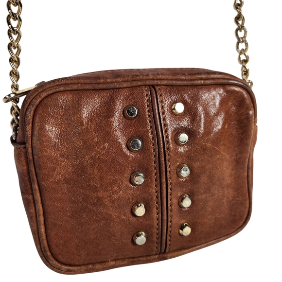 Michael Kors Handbags - Michael Kors Brown Leather Uptown Astor Small Crossbody Bag Purse Gold Stud